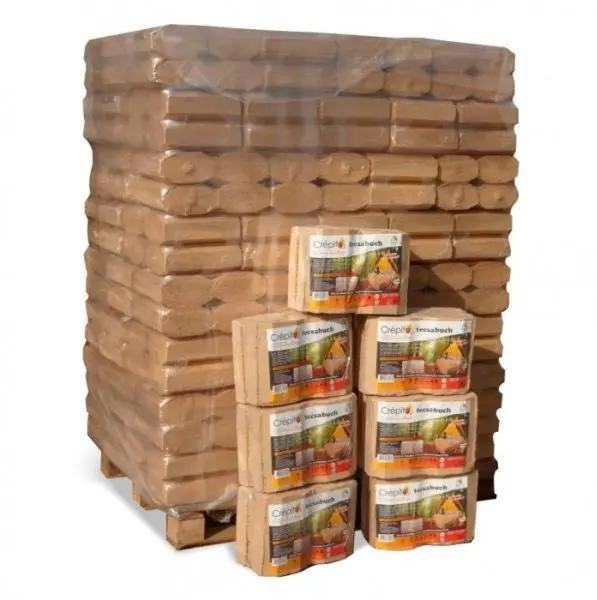 Palette 1T Bûches compressées Tecsabuch Crépito – 100% feuillus – Bois densifié haute performance Crépito