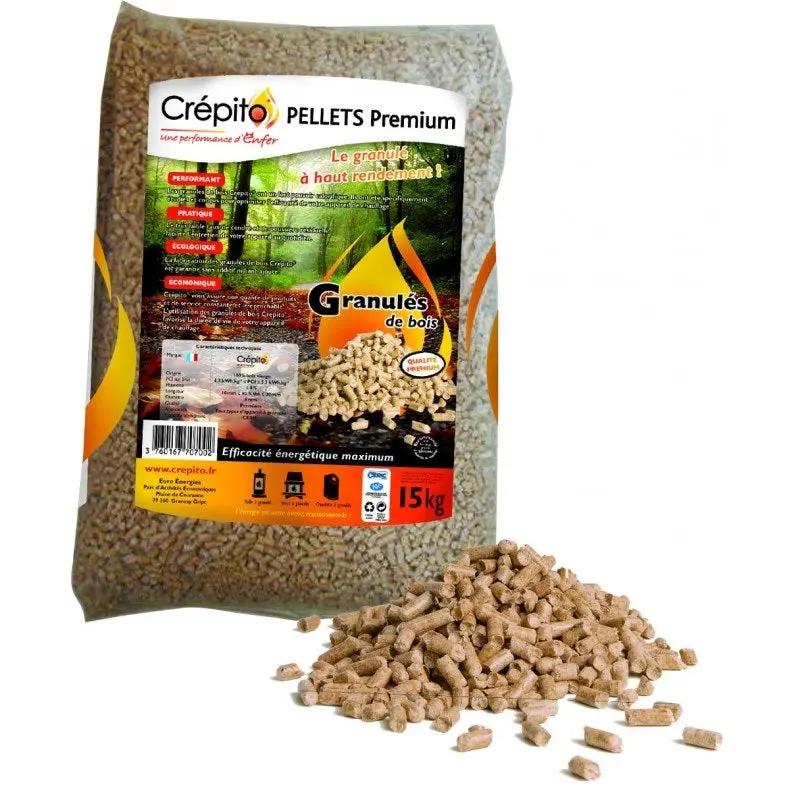 Palette granulés de bois Crépito – 72 sacs de 15 kg – 1080 kg – 100 % bois naturel Crépito