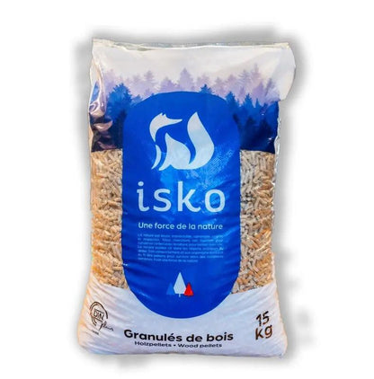 Granulés de bois ISKO – Palette 70 sacs (1050 kg) – DIN+ 100 % résineux Piskorski Bois Énergie